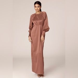 Satin Maxi Dress in Terracotta